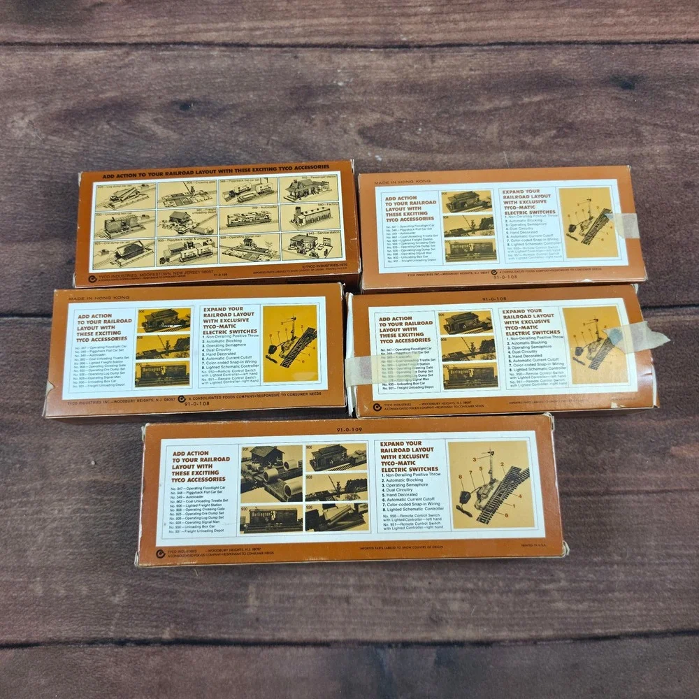 Tyco HO Scale Freight Car Lot 5pc Multicolor Vintage Boxed Rolling Stock
